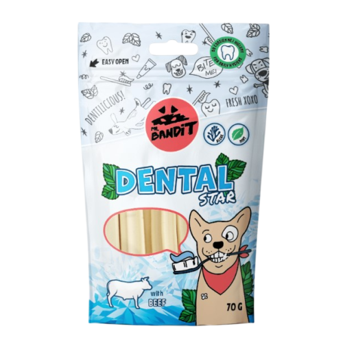 Лакомство для собак Mr. Bandit Dental – палочки (звездочки) для здоровья зубов с говядиной, 70 г