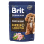 Влажный корм Brit Premium Fillets in Gravy Chicken & Green Peas для собак малых пород, филе в соусе, курица и зеленый горошек, 85 г
