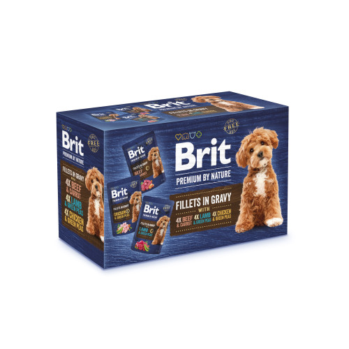 Корм вологий Brit Premium Fillets in Gravy Multipack для собак малих порід, філе в соусі, 12 шт х 85 г