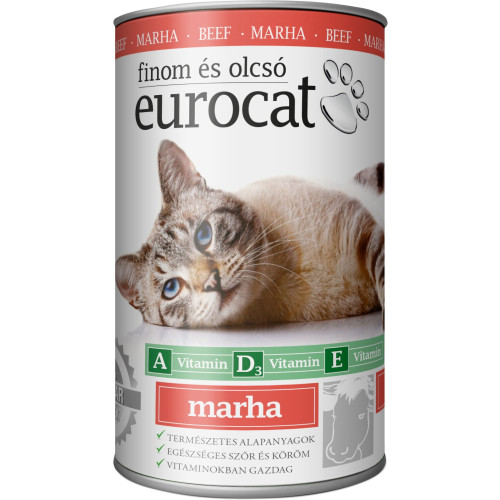 Влажный корм EuroCat Beef для кошек, кусочки в желе с говядиной, 415 г