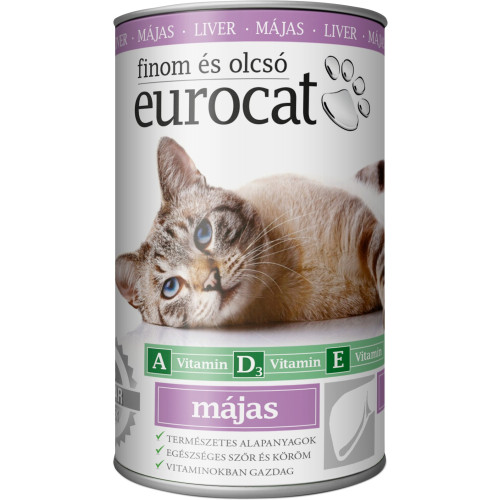 Влажный корм EuroCat Liver для кошек, кусочки в желе с печенью, 415 г