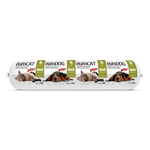 Корм вологий EuroDog/EuroCat Salami PLUS Duck для собак і котів, салямі з качкою, 1 кг