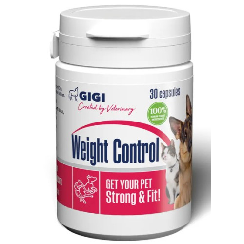 Препарат GiGi Weight Control для поддержания оптимального веса и повышения энергии у собак и кошек, 30 капс.