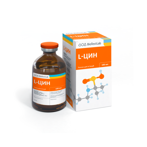 Инъекционный комплексный витаминный препарат для животных Biotestlab Л-цин раствор - 100 мл