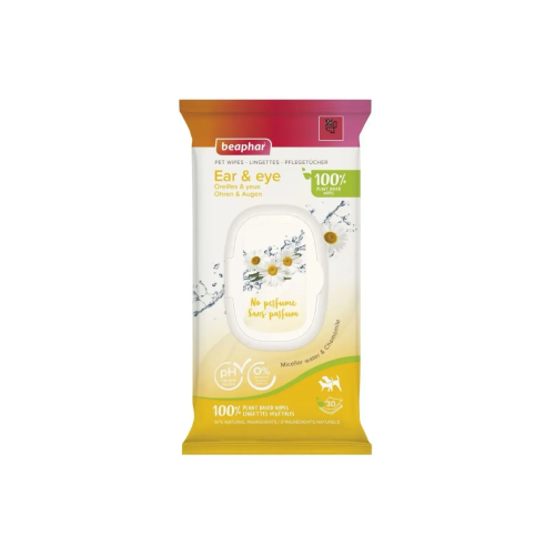 Влажные салфетки для собак, кошек и других животных Beaphar Pet Wipes для ушей и глаз - 30 шт