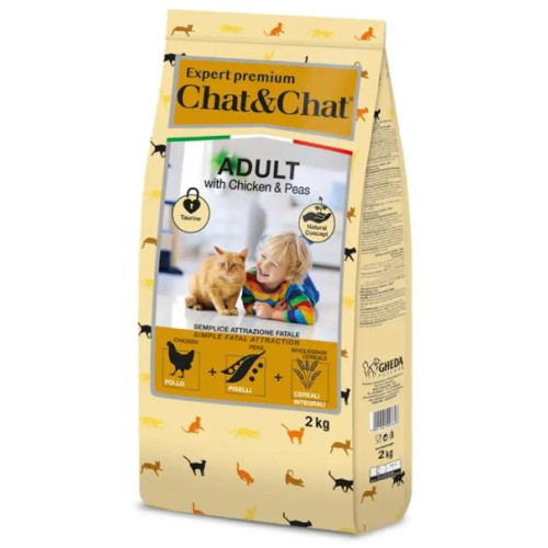 Сухой корм Gheda Chat&Chat Expert для взрослых кошек с курицей и горохом, 2 кг
