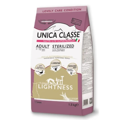 Сухий корм Gheda Unica Classe Adult Sterilized Lightness Dry для дорослих стерилізованих котів з качкою, 1,5 кг