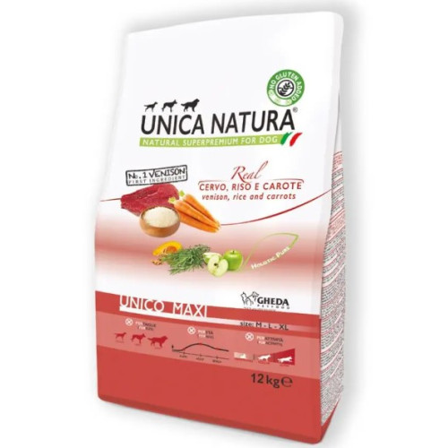 Сухий корм Gheda Unica Natura Unico Maxi для собак великих порід з ягнятиною, рисом та бобами, 12 кг