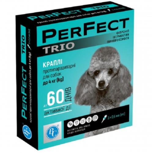Лечебный препарат для собак до 4 кг Ветсинтез PerFect TRIO капли 0,6 мл пипетка - 3 шт