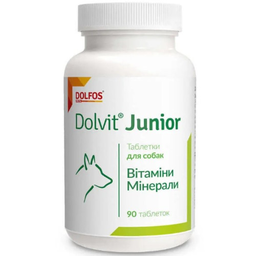 Витаминно-минеральный комплекс Dolfos Dolvit Junior для щенков и молодых собак мелких пород, 90 таб.
