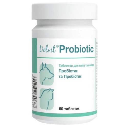 Витаминно-минеральная добавка Dolfos Probiotic для правильного функционирования желудочно-кишечного тракта у кошек и собак, 60 табл.