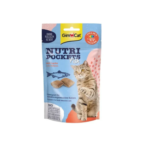Витаминные лакомства для кошек GimCat Nutri Pockets Лосось + Мультивитамин - 60 г