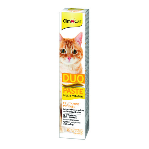 Паста для кошек всех пород Gim Cat DUO 12 витаминов и сыр - 50г