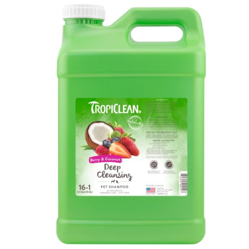 Шампунь для глубокого очищения шерсти кошек и собак TropiClean Berry & Coconut (Ягоды и кокос) 9,5 (л)