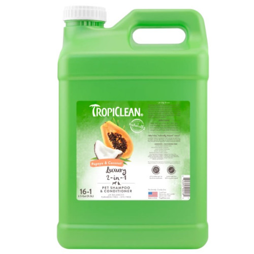 Шампунь-кондиціонер для котів та собак TropiClean Papaya & Coconut (Папайя та кокос) 9,5 (л)