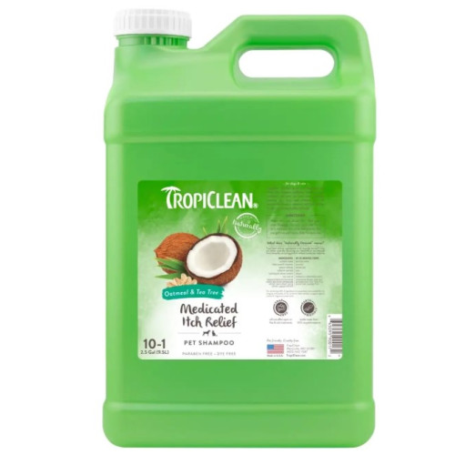 Лечебный шампунь для собак с сухой кожей TropiClean Oatmeal & Tea Tree (Овсяная мука и чайное дерево), 9,5 л