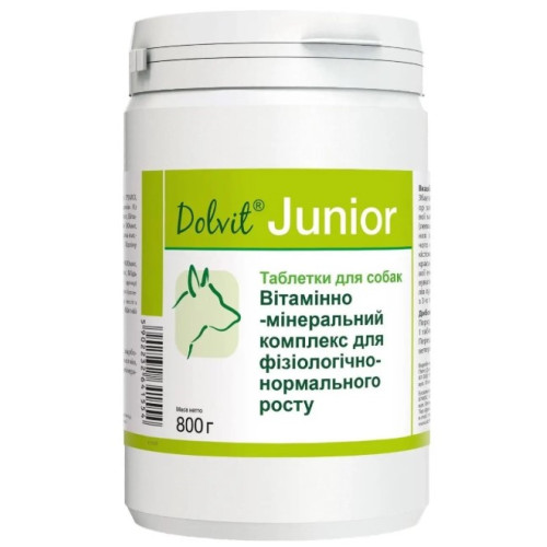 Вітамінно-мінеральна добавка Dolfos Dolvit Junior для фізіологічно-нормального росту цуценят, 800 г (510 таб)