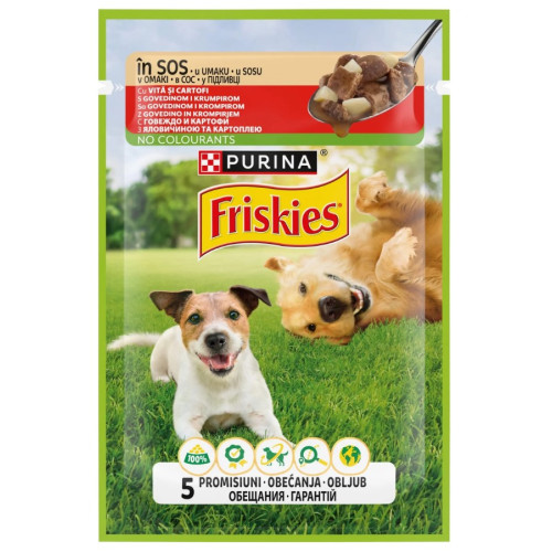 Влажный корм для собак Friskies Adult кусочки в соусе с говядиной и картофелем 13х85 г