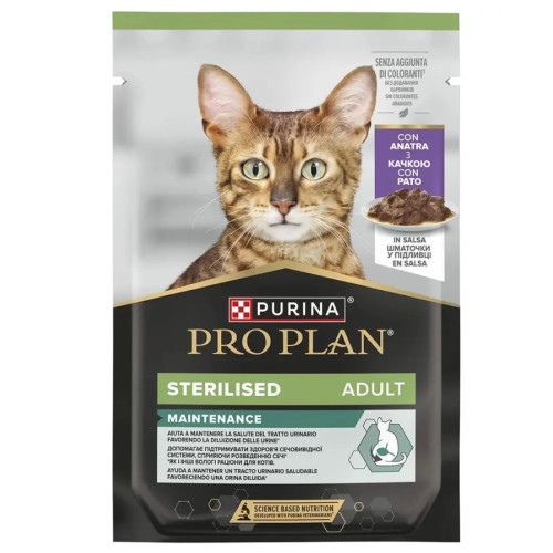 Влажный корм для стерилизованных кошек Purina Pro Plan Adult Sterilised Maintenance Кусочки с уткой 13 шт по 85 г