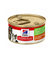 Влажный корм для кошек Hills Science Plan Kitten & Mother (котята и беременные/лактирующие кошки) с курицей и индейкой - 12х85г