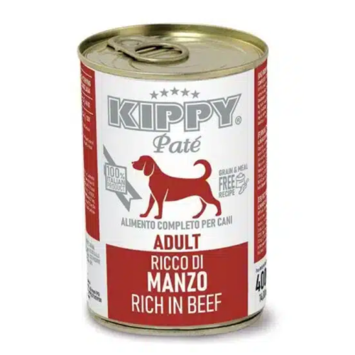 Полноценный влажный корм для взрослых собак KIPPY Pate Adult Dogs Beef с говядиной в виде паштета, 400г
