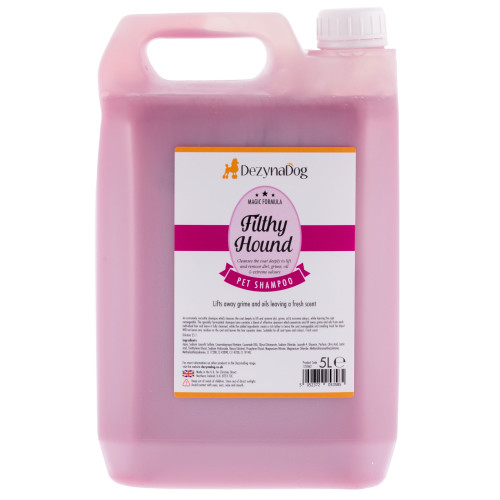 Шампунь Dezynadog Filthy Hound Deep Clean д/глубокой очистки грязной шерсти дезодорирует имеет стойкий аромат Пармской фиалки 5л
