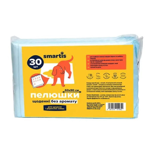 Пеленки для животных Smartis ежедневные, 60х90 см, 30 шт