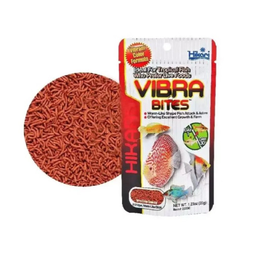 Корм для рыб HIKARI TROPICAL VIBRA BITES XL (черви 7-8мм) имитация мотыля, для цвета рыбок - 415 г