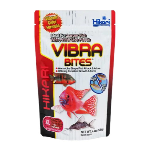 Корм для риб HIKARI TROPICAL VIBRA BITES XL (черв'яки 7-8мм) імітація мотиля, для кольору рибок - 125г