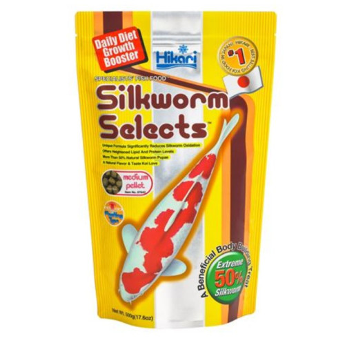 Корм-ласощі для ставкових риб HIKARI SILKWORM SELECTS MEDIUM (гранули 5 мм) - 500г