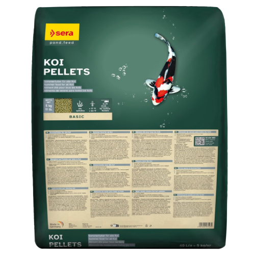 Корм Sera Koi Pellets для прудовых рыб (Кои) в виде гранул, 40 л (5 кг)