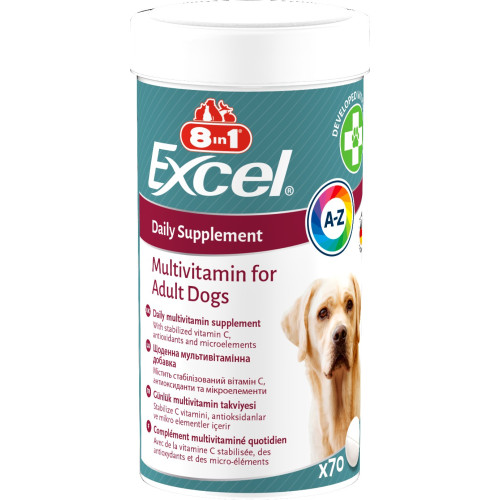 Витамины 8in1 Excel Multi Vitamin Adult для взрослых собак, мультивитамин, 70 шт