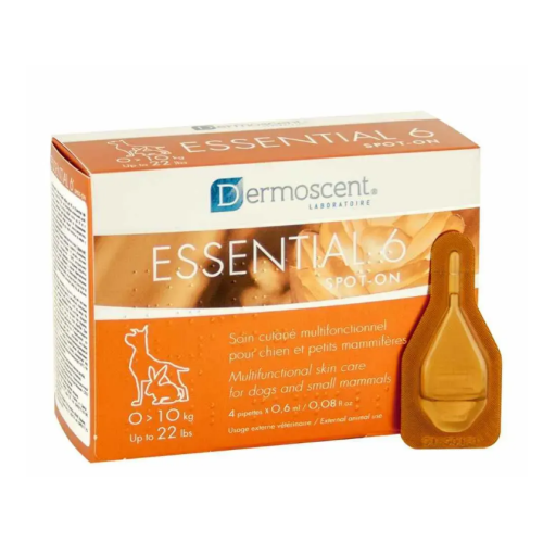 Капли Dermoscent Essential-6 spot-on, уход за кожей и шерстью, для собак весом до 10 кг, 0,6 мл х 4 пип.