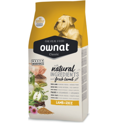 Сухой корм Ownat Classic Lamb & Rice для взрослых собак всех пород, с ягненком 20 (кг)