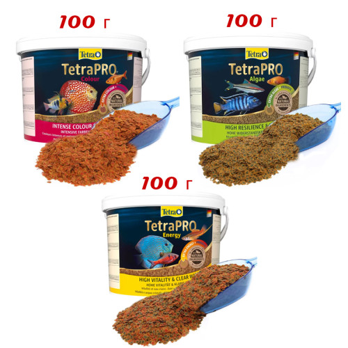 Набор фасованных кормов для аквариумных рыбок Tetra "TriplePRO" (3 вида чипсов серии PRO) - 300 г