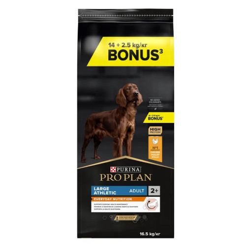 Сухий корм для дорослих собак великих порід з чутливим травленням Purina Pro Plan Large Athletic, з куркою, 14 кг + 2.5 кг