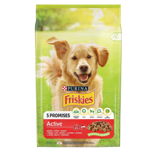 Сухой корм Friskies для взрослых активных собак с говядиной, 15 кг