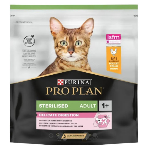 Сухий корм Purina Pro Plan Sterilised Adult 1+ Delicate Digestion для стерилізованих котів з чутливим травленням, зі смаком курки, 400 г