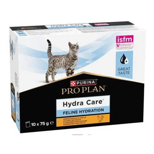 Вологий корм ProPlan Hydra Care для дорослих котів, що сприяє збільшенню споживання рідини та розрідженню сечі, з куркою, 10х75 г