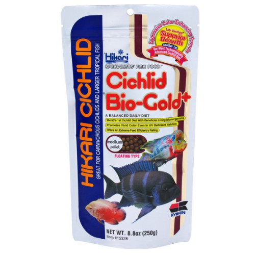 Корм для хищных цихлид HIKARI CICHLID BIO-GOLD PLUS MEDIUM (гранулы для окраса 5.5 мм) - 250г