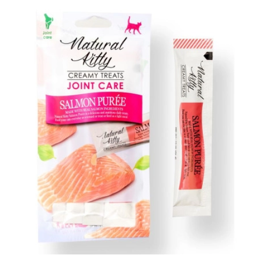 Лакомство для кошек крем-снеки Natural Kitty Fuctional Creamy Treat Salmon Puree Joint Care (уход за суставами), 4х12 г
