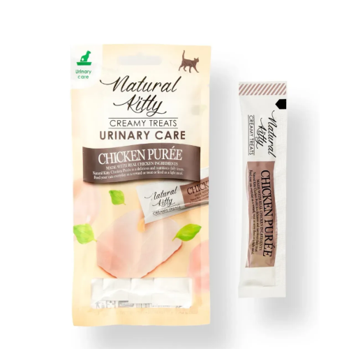 Лакомство для кошек крем-снеки Natural Kitty Fuctional Creamy Treat Chicken Puree Urinary Care (уход за мочевыводящими путями), 4х12 г