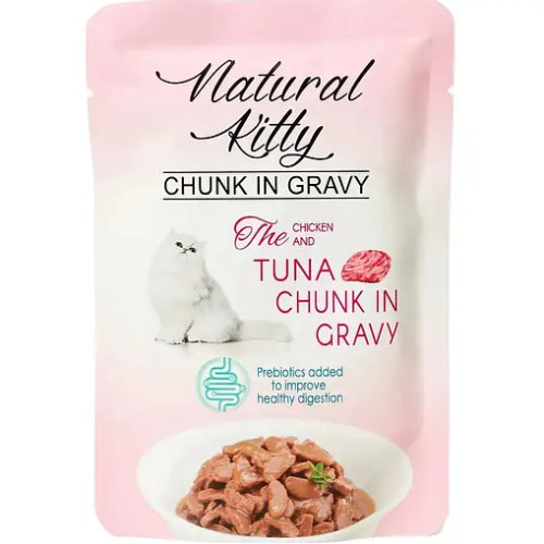 Влажный корм для котов Natural Kitty Chunk in Gravy Chicken with Tuna 12х85г