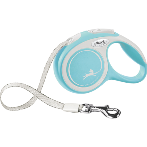 Повідець-рулетка для собак 12кг Flexi New Comfort XS світло синій, стрічка - 3м