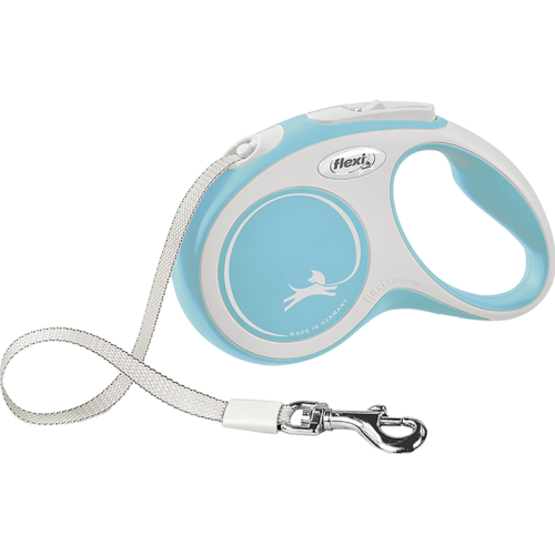Поводок-рулетка для собак 15кг Flexi New Comfort S світло синій, стрічка - 5м