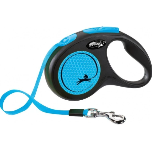 Поводок-рулетка для собак15кг Flex New Neon S синий, лента - 5м