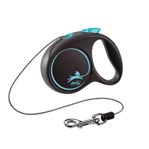 Поводок-рулетка для собак 8кг Flexi Black Design XS синий, трос - 3м