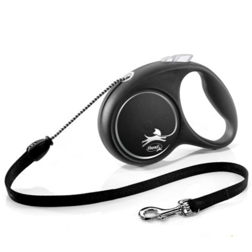 Поводок-рулетка для собак 8кг Flexi Black Design XS серебристый, трос - 3м