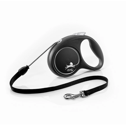 Повідець-рулетка для собак 20кг Flexi Black Design M сріблястий, трос - 5 м