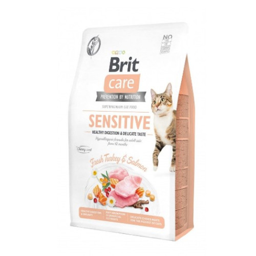 Сухий корм Brit Care Cat Grain Free Sensitive HDigestion Delicate Taste для котів з чутливим травленням, індичка та лосось, 2 кг